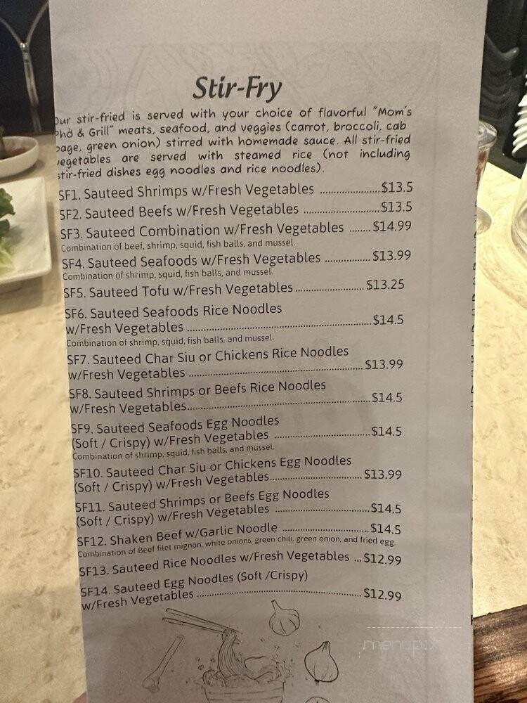 Mom's Pho & Grill - San Diego, CA menu_pic