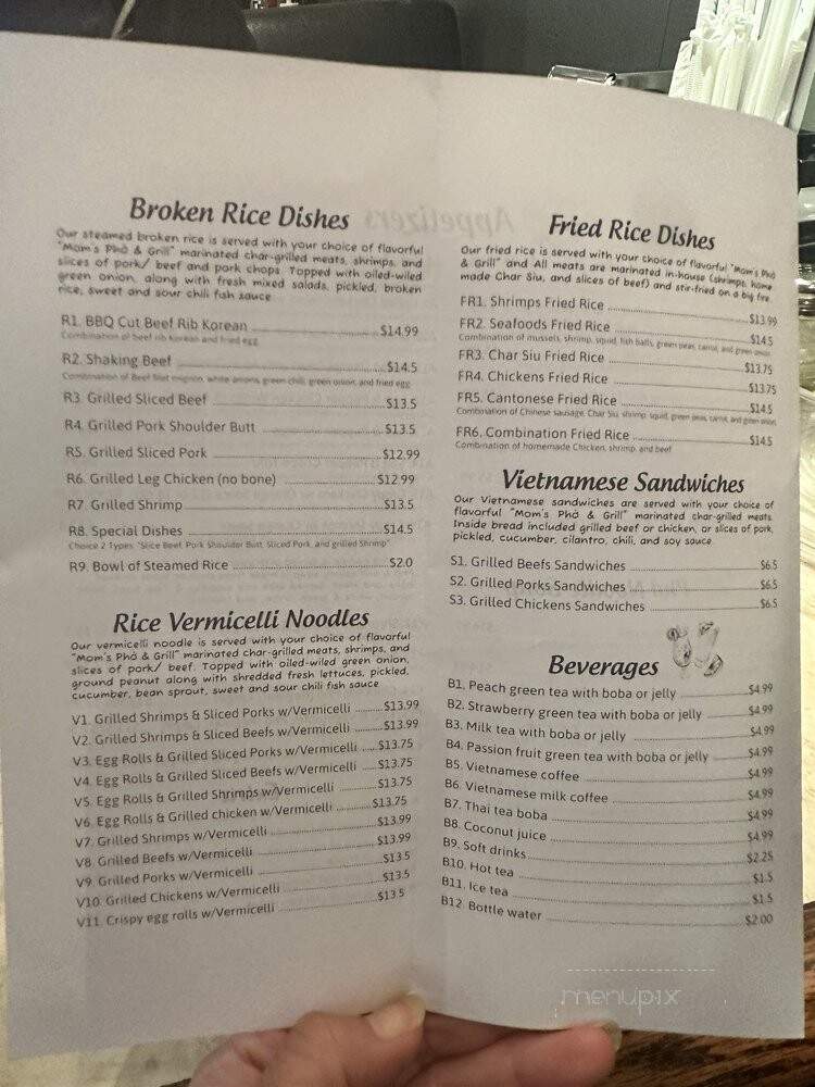 Mom's Pho & Grill - San Diego, CA menu_pic