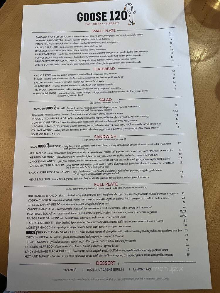 Goose120 - Omaha, NE menu_pic