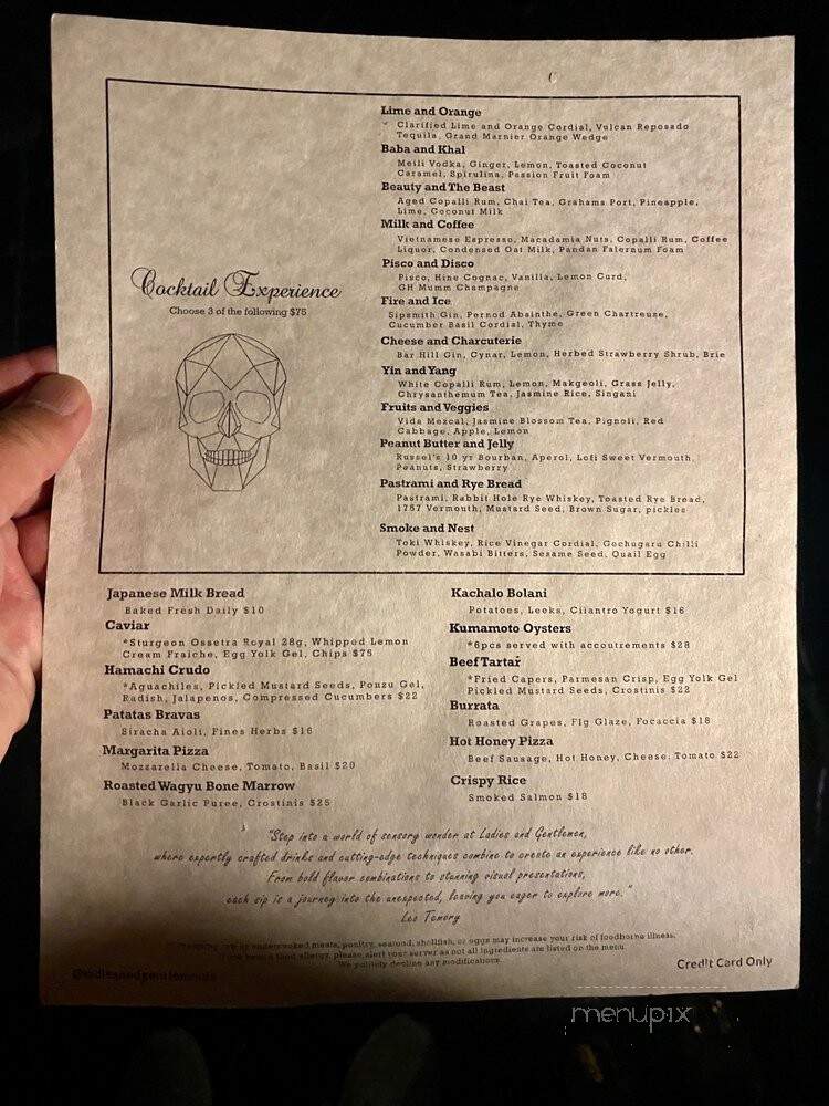 Ladies and Gentlemen - Pasadena, CA menu_pic