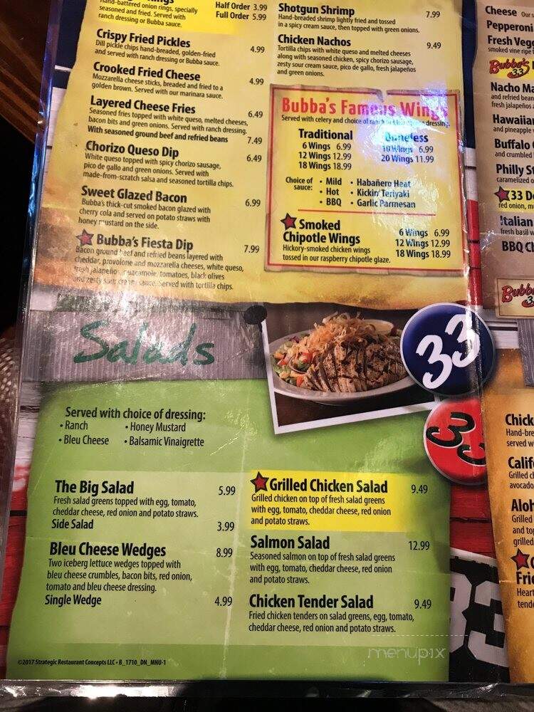 Bubba's 33 - Corpus Christi, TX menu_pic
