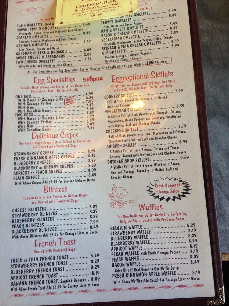 Checkers Pancake House - Schaumburg, IL menu_pic