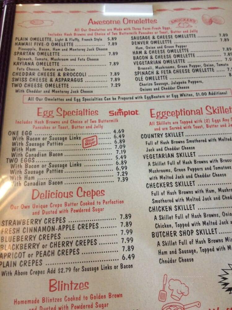Checkers Pancake House - Schaumburg, IL menu_pic
