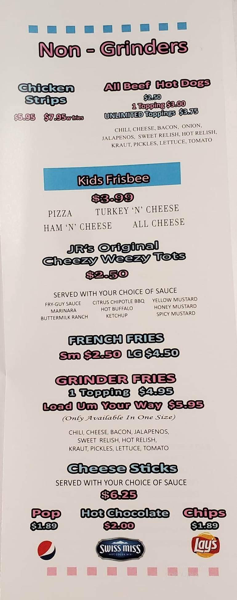 J R Grinder - Canfield, OH menu_pic