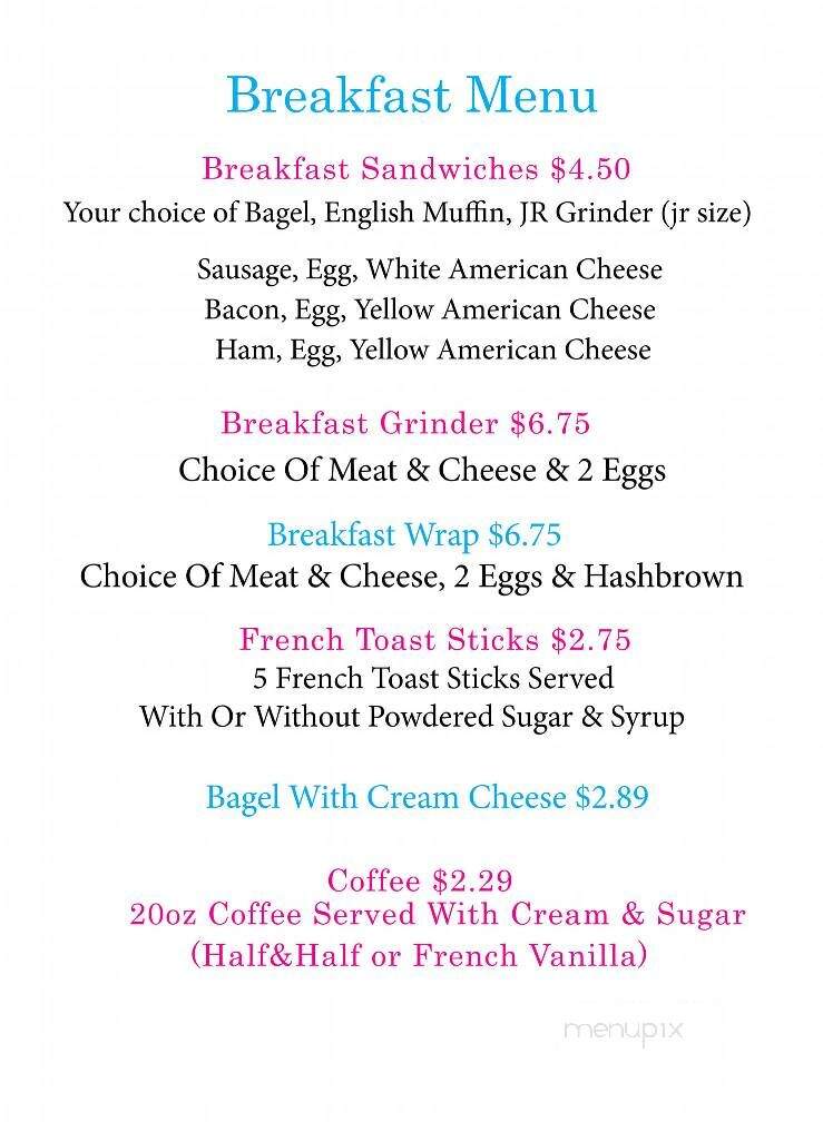 J R Grinder - Canfield, OH menu_pic