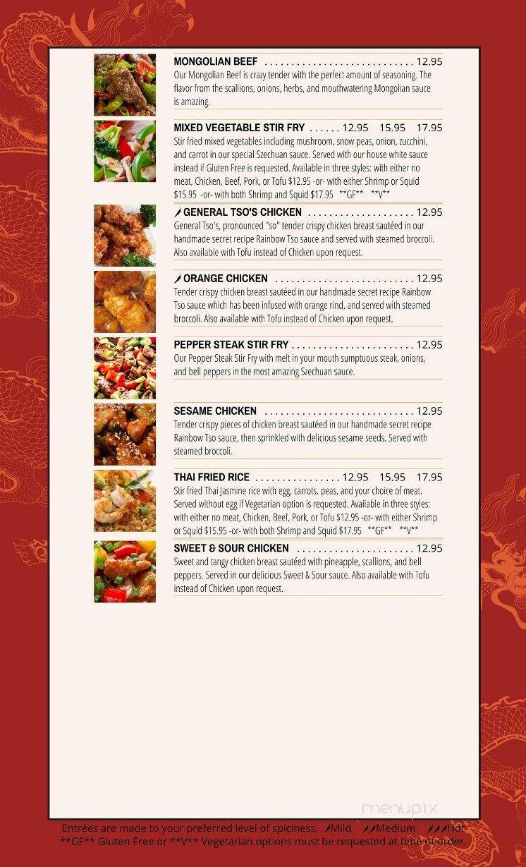 Rainbow Asian Cuisine - Johnson City, TN menu_pic