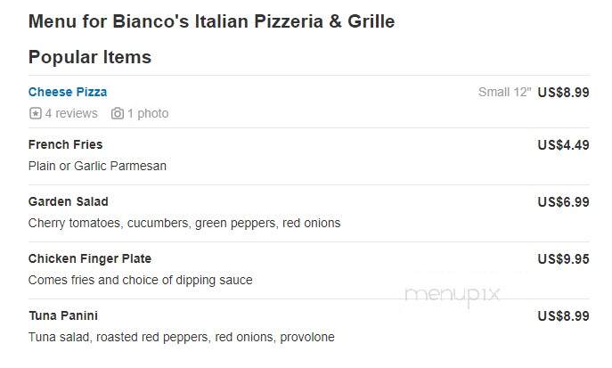 Bianco's Italian Pizzeria and Grill - Walpole, MA