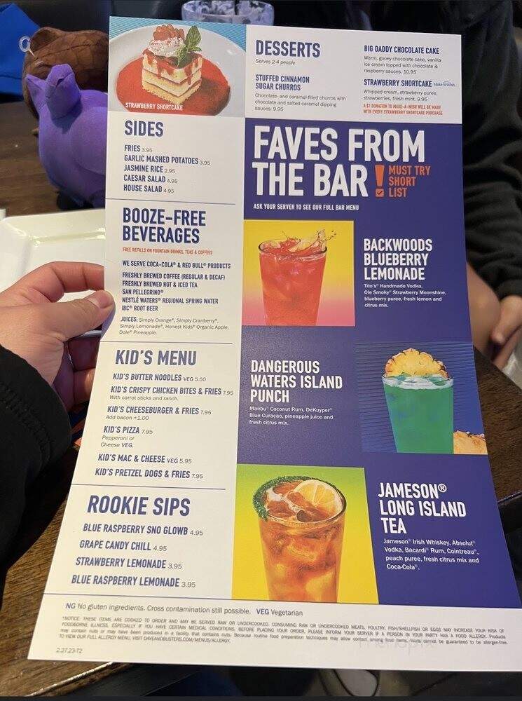 Dave & Buster's - Albuquerque, NM menu_pic
