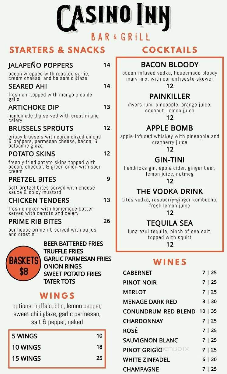 Casino Inn Bar & Grill - Alpine, CA menu_pic