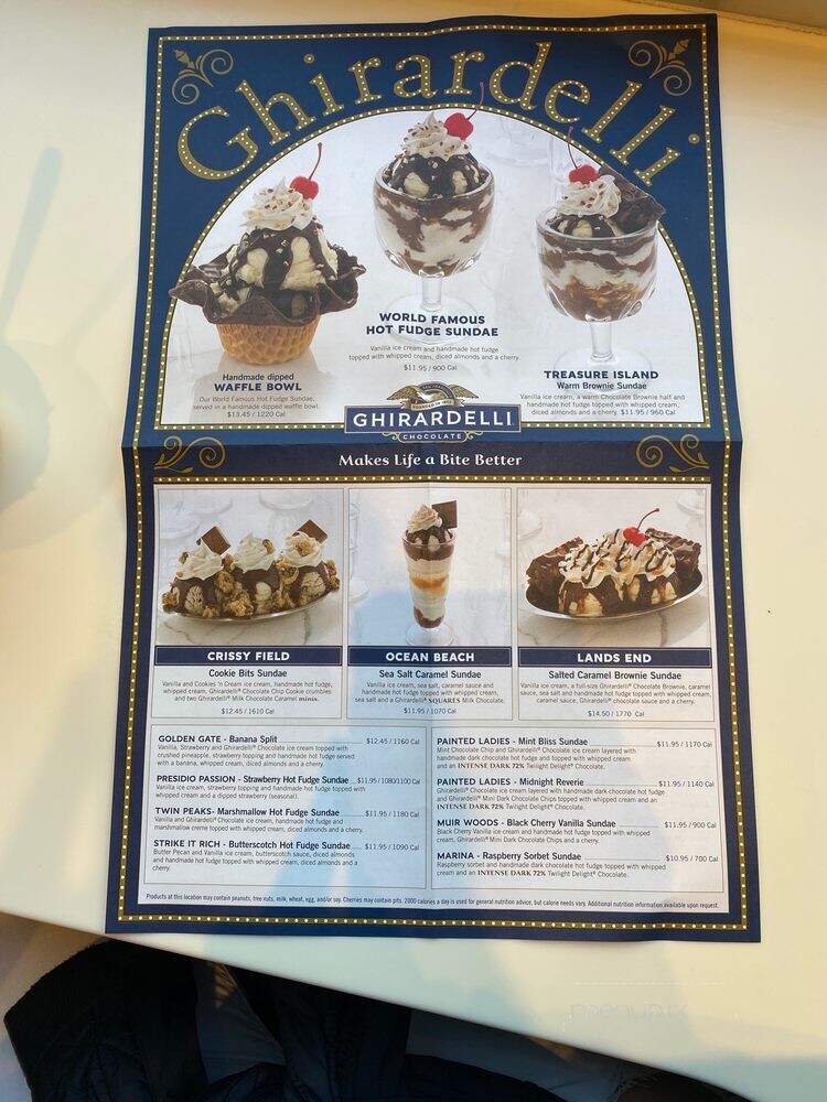 Ghirardelli Soda Fountain and Chocolate Shop - Hollywood, CA menu_pic