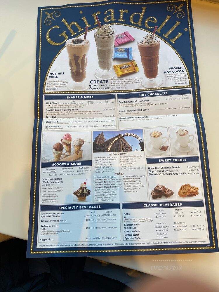 Ghirardelli Soda Fountain and Chocolate Shop - Hollywood, CA menu_pic