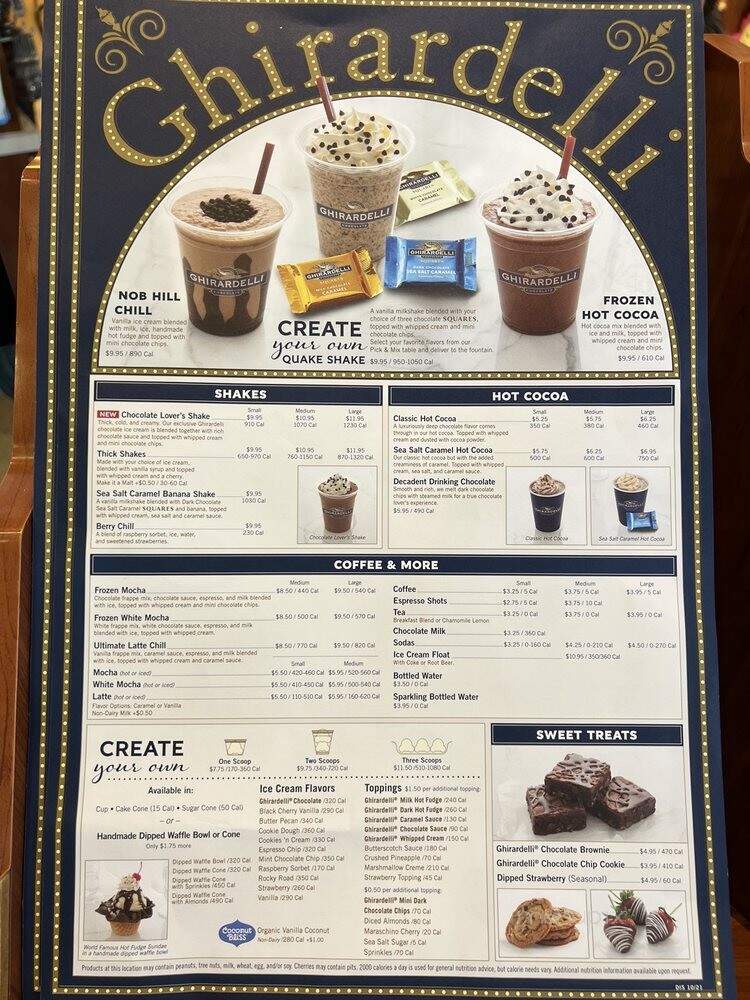 Ghirardelli Soda Fountain and Chocolate Shop - Hollywood, CA menu_pic