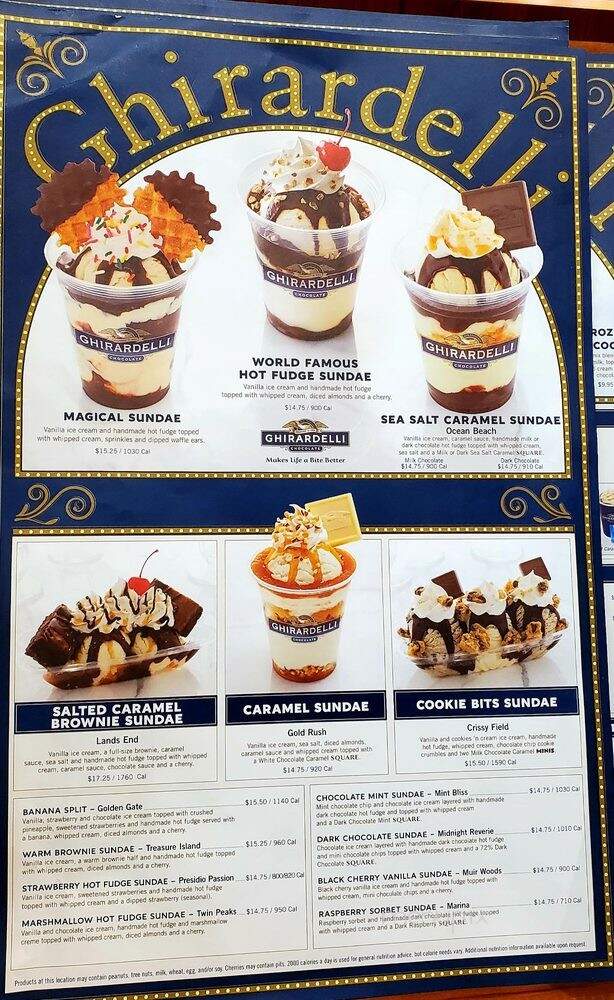 Ghirardelli Soda Fountain and Chocolate Shop - Hollywood, CA menu_pic