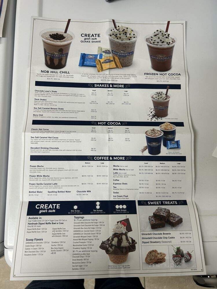 Ghirardelli Soda Fountain and Chocolate Shop - Hollywood, CA menu_pic