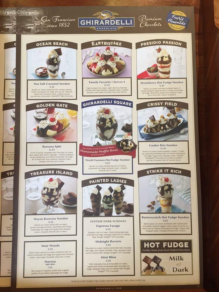 Ghirardelli Soda Fountain and Chocolate Shop - Hollywood, CA menu_pic