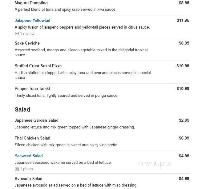 Sake Cafe - Williamsville, NY menu_pic