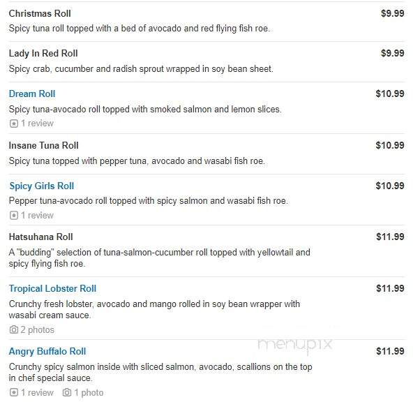Sake Cafe - Williamsville, NY menu_pic