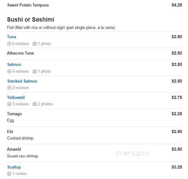Sake Cafe - Williamsville, NY menu_pic