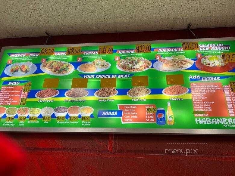 Habanero's Mexican Grill - Madison, WI menu_pic