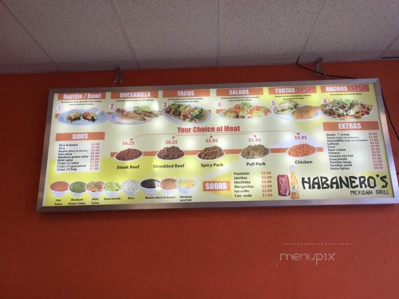 Habanero's Mexican Grill - Madison, WI menu_pic