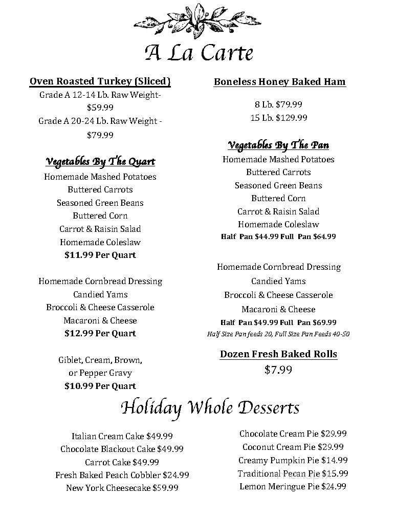 Kelley's Country Cookin - Houston, TX menu_pic