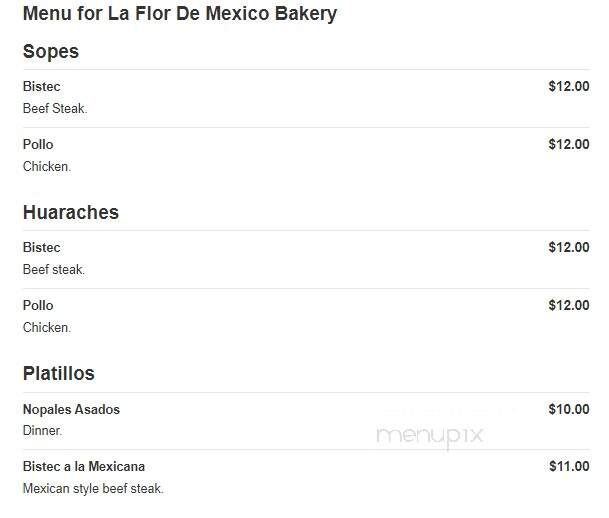 La Flor de Mexico Bakery - Bridgeport, CT menu_pic