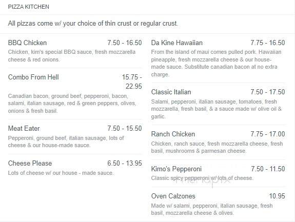 Kimo's Restaurant and Microbrewery - Richland, WA menu_pic