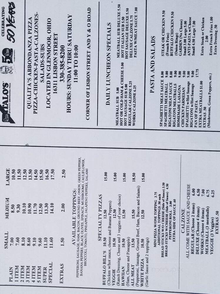 Italo's Pizza - East Liverpool, OH menu_pic