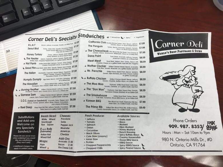 Corner Deli - Ontario, CA menu_pic