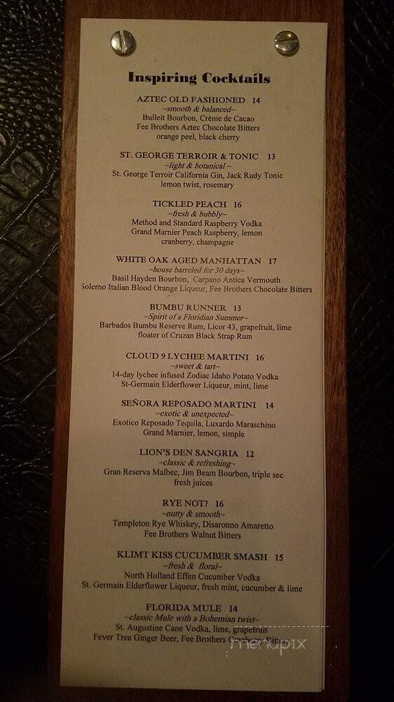 Bosendorfer Lounge - Orlando, FL menu_pic