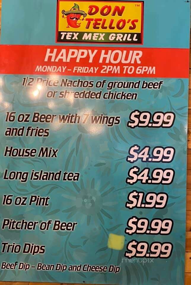 Don Tellos Tex Mex Grill - Conyers, GA menu_pic