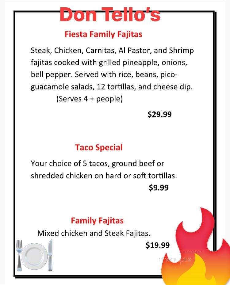 Don Tellos Tex Mex Grill - Conyers, GA menu_pic