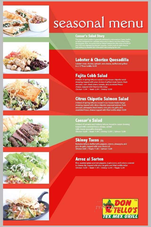 Don Tellos Tex Mex Grill - Conyers, GA menu_pic