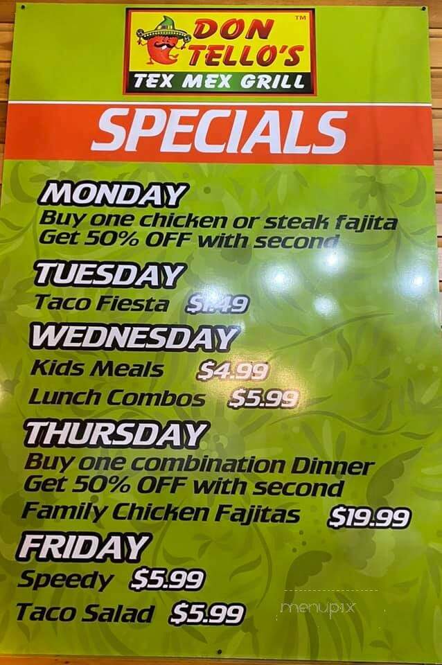 Don Tellos Tex Mex Grill - Conyers, GA menu_pic