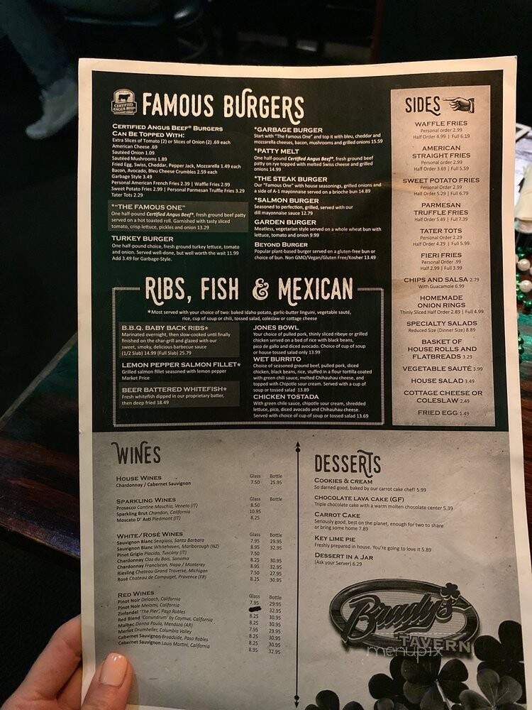 Brady's Tavern - Beverly Hills, MI menu_pic