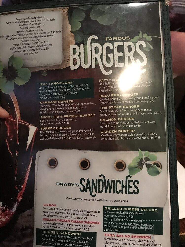 Brady's Tavern - Beverly Hills, MI menu_pic