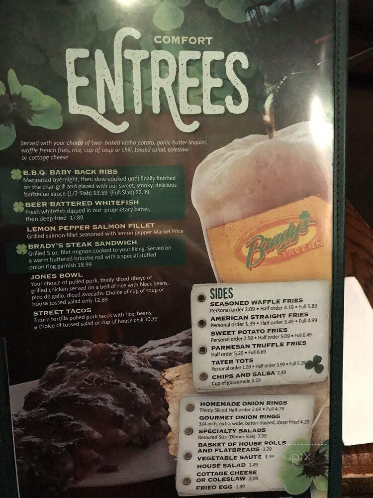 Brady's Tavern - Beverly Hills, MI menu_pic
