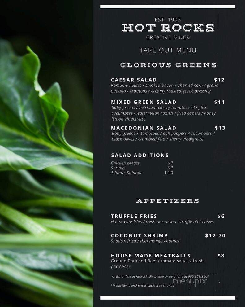 Hot Rocks Creative Diner - Whitby, ON menu_pic