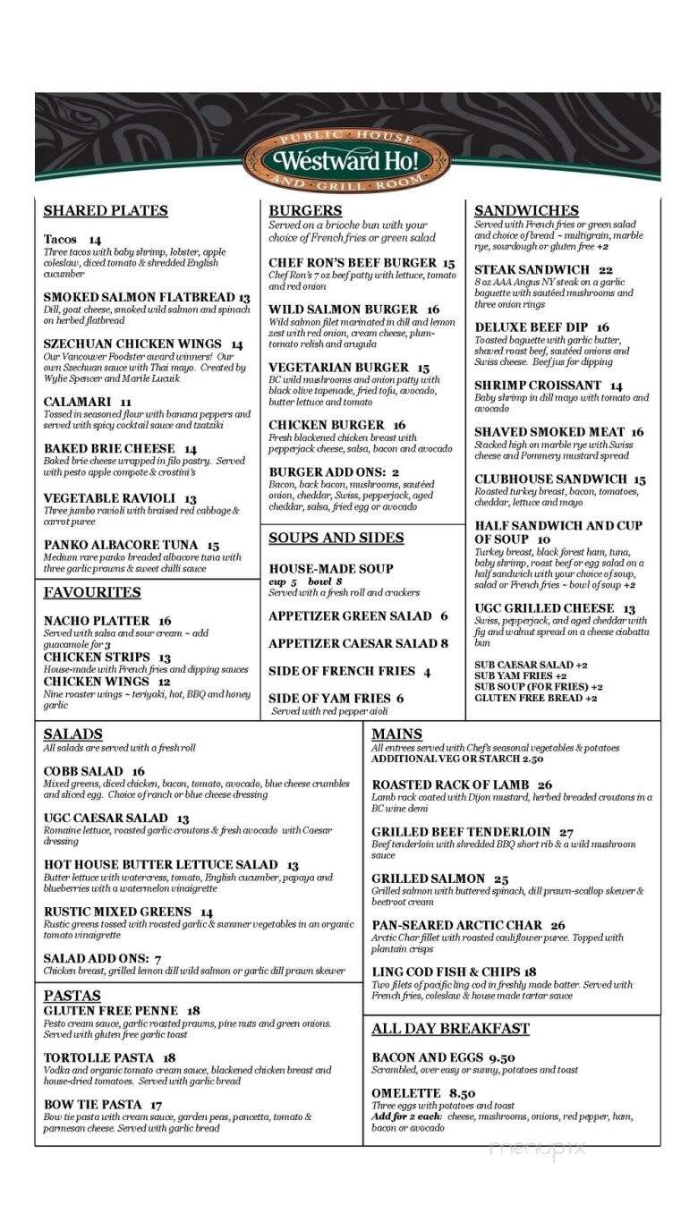 University Golf Club - Vancouver, BC menu_pic