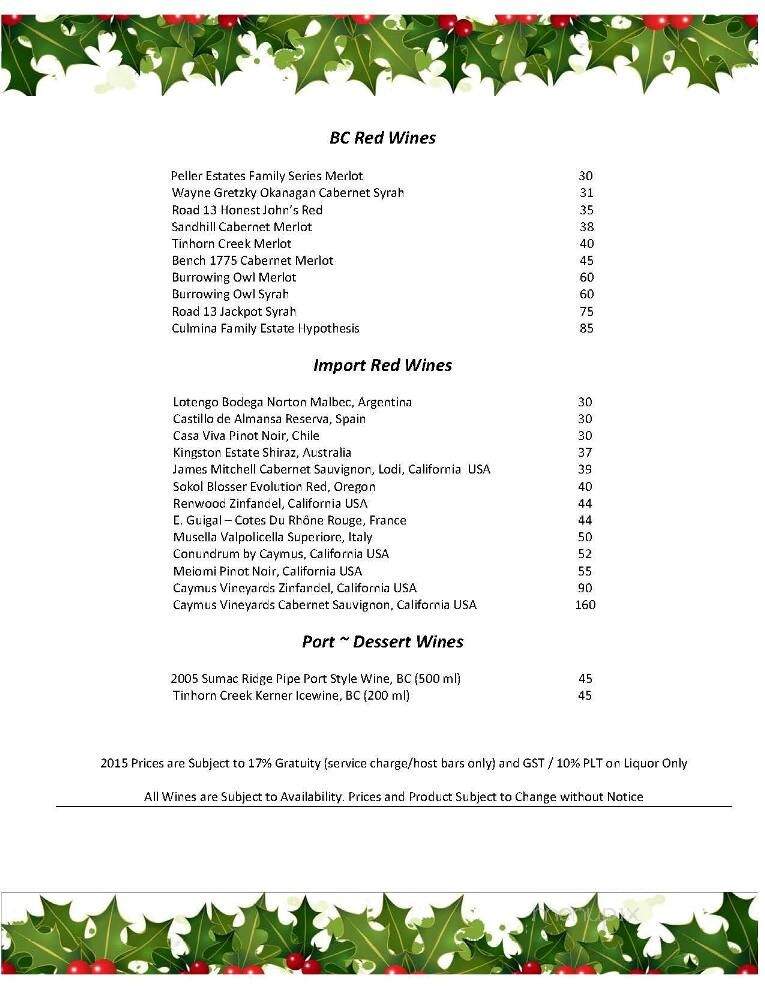 University Golf Club - Vancouver, BC menu_pic