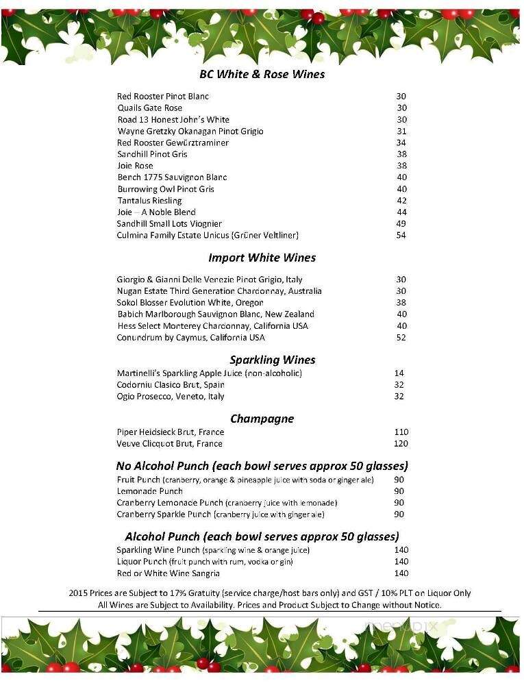 University Golf Club - Vancouver, BC menu_pic