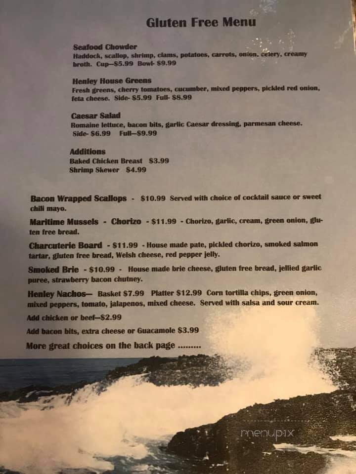 The Henley House Pub and Restaurant - Sheet Harbour, NS menu_pic