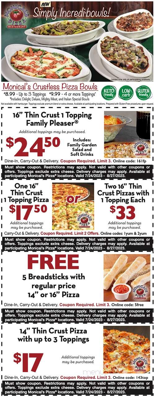 Monical's Pizza - Decatur, IL menu_pic