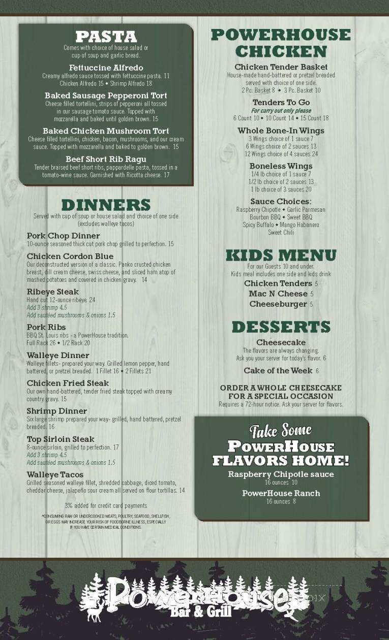 Powerhouse Bar & Grill - Northome, MN menu_pic