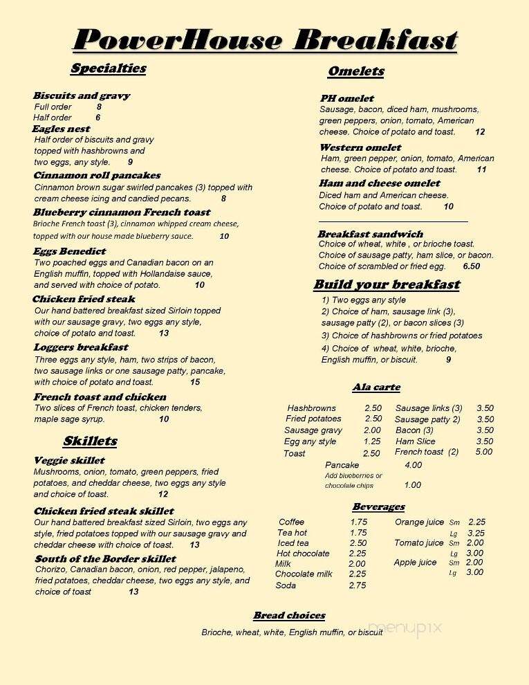 Powerhouse Bar & Grill - Northome, MN menu_pic