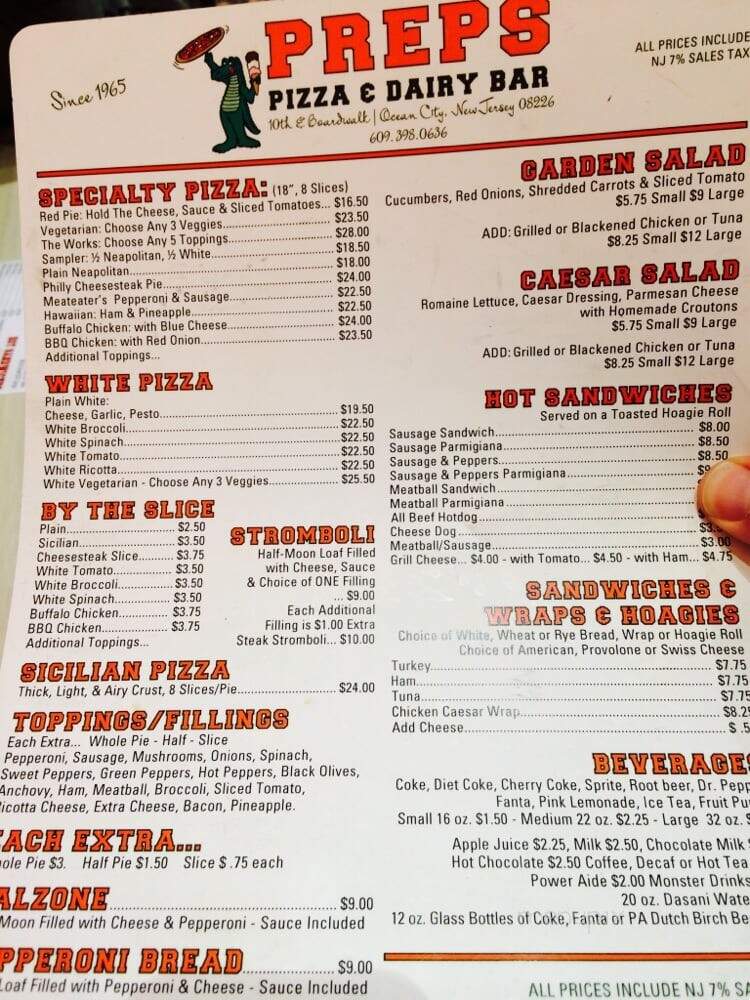 Preps Pizzeria - Ocean City, NJ menu_pic