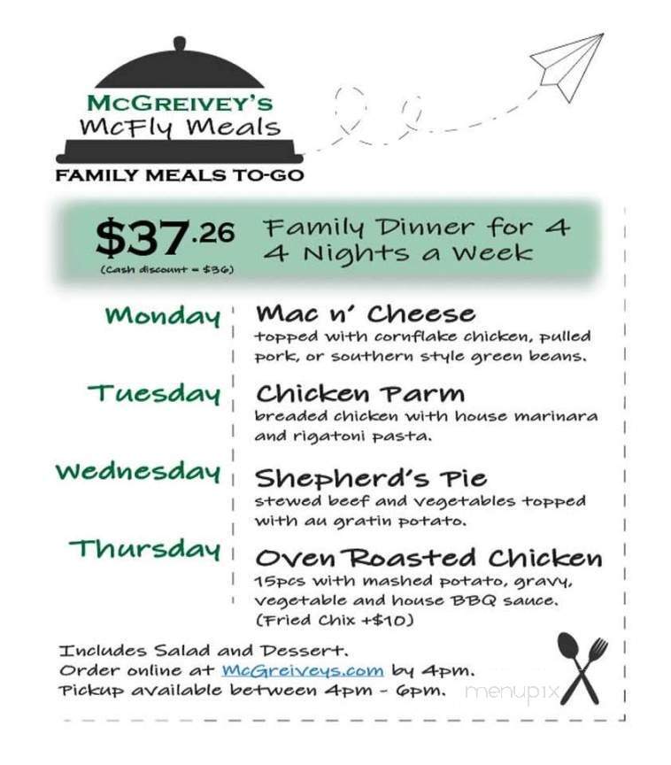 McGreiveys Restaurant - Waterford, NY menu_pic