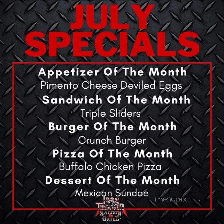 Iron Thunder Saloon - Concord, NC menu_pic