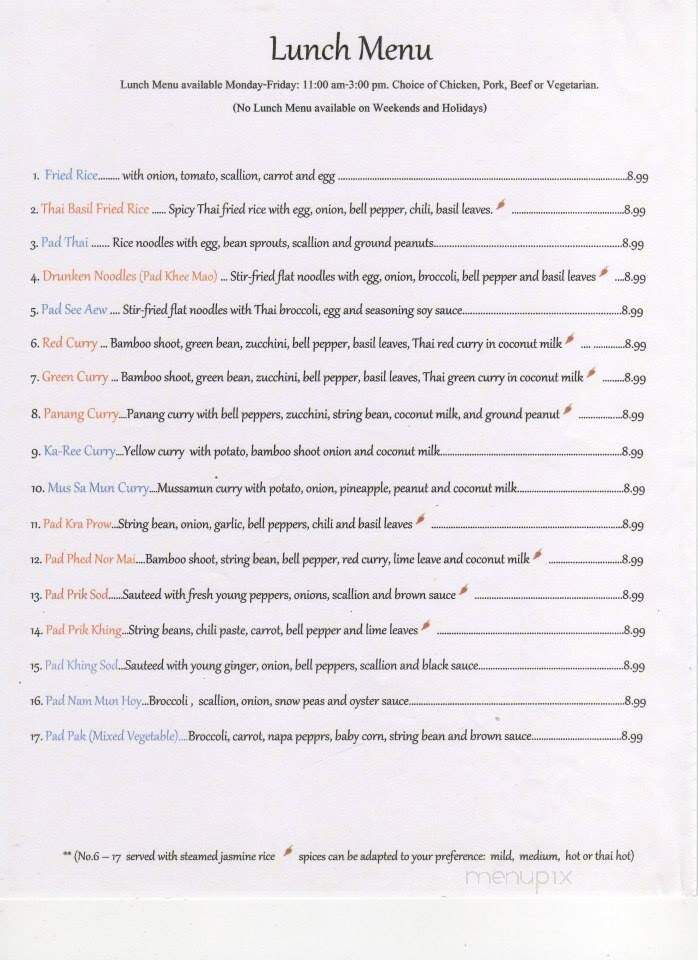 Thai Kitchen - Bethlehem, PA menu_pic