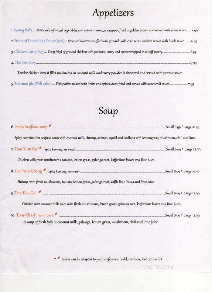 Thai Kitchen - Bethlehem, PA menu_pic